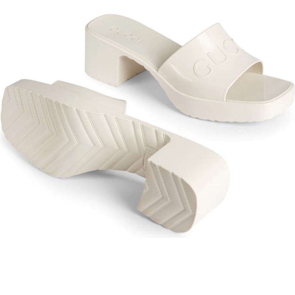 Gucci Rubber Logo Platform Slide Sandal